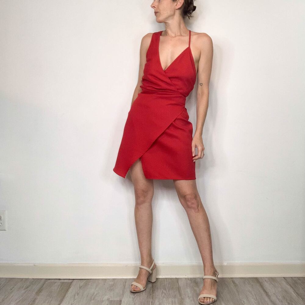 REVOLVE BY THE WAY. Karina mini dress asymmetrical open back date night 3031